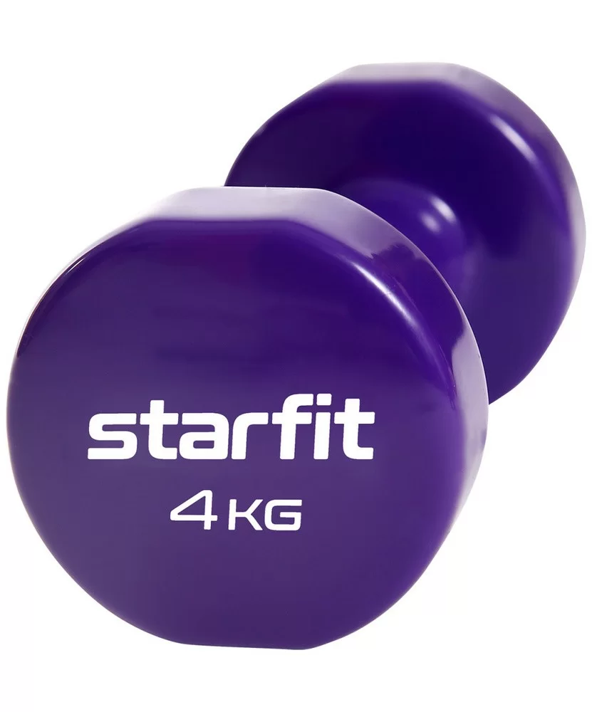 Фото Гантель виниловая 4 кг StarFit Core DB-101 фиолетовый (1 шт) УТ-00018826 со склада магазина СпортСЕ