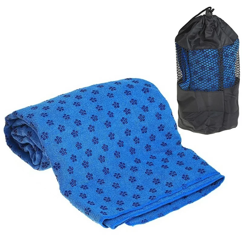 Фото Полотенце для йоги C28849-3 183х63 с сумкой для переноски синее 10016453 со склада магазина СпортСЕ