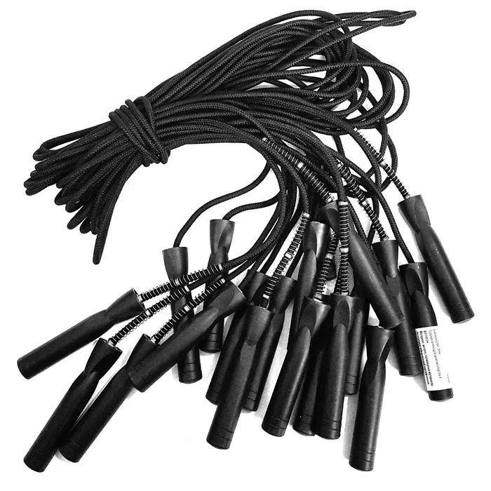 Фото Скакалка 2.8 м с подшипником H09995 ручки пластик витой шнур с пружиной черная 10017289 со склада магазина СпортСЕ