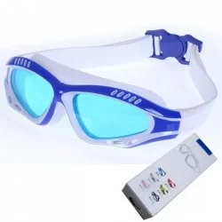 Очки-маска для плавания R18012 с берушами бело/синие 10016563