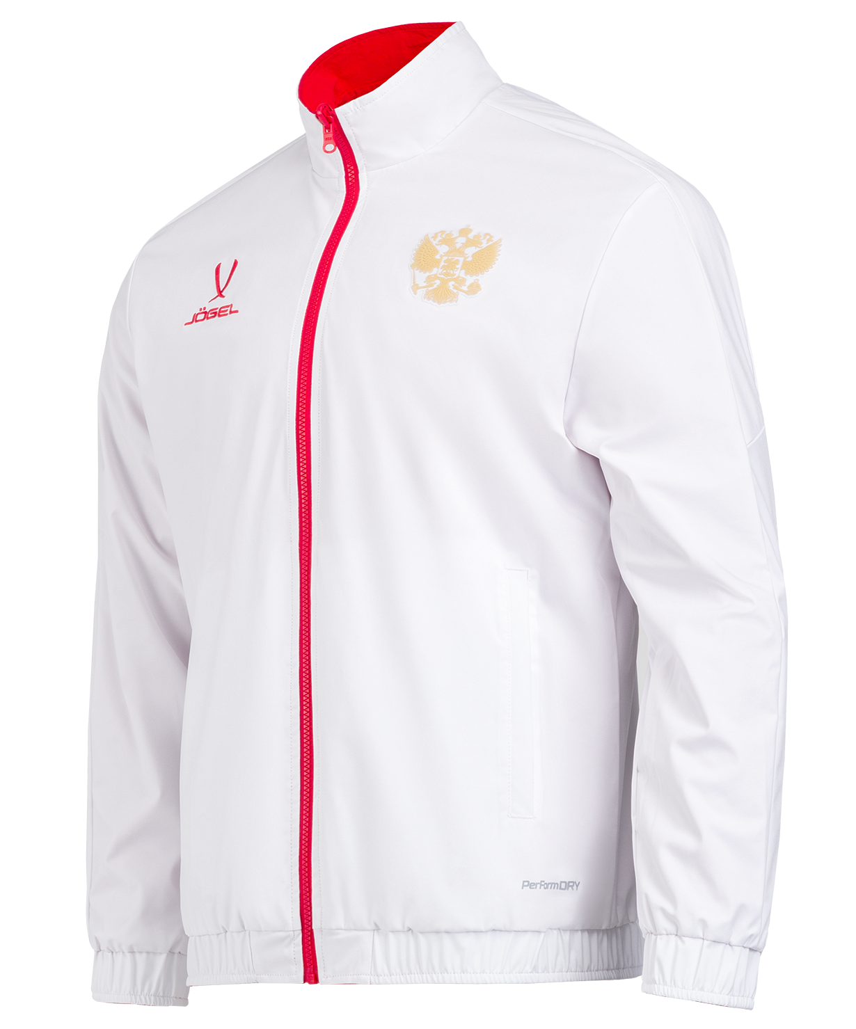 Фото Куртка спортивная NATIONAL ANTHEM PerFormDRY Jacket, красный/белый со склада магазина СпортСЕ