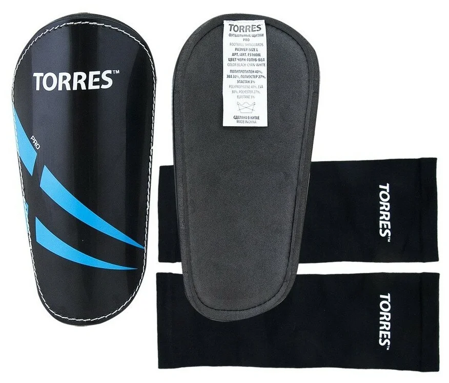 Фото Щитки футбольные Torres Pro черно-сине-белый FS1608L со склада магазина СпортСЕ