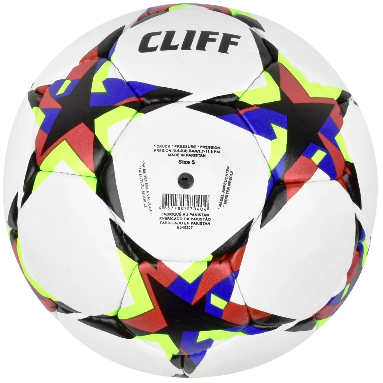 Фото Мяч футбольный Cliff №5 PU G-14 бело-красно-зеленый (звезды) 0404 со склада магазина СпортСЕ