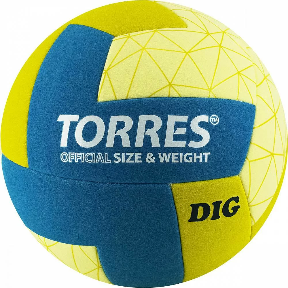 Фото Мяч волейбольный Torres Dig р.5 синт.кожа клееный горчично-бирюзово-бежевый V22145 со склада магазина СпортСЕ