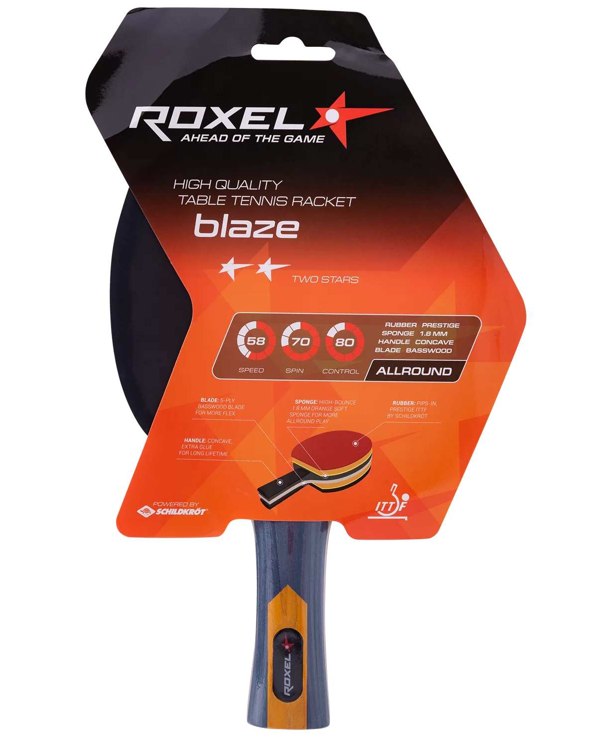 Фото Ракетка для настольного тенниса Roxel 2* Blaze коническая УТ-00015356 со склада магазина СпортСЕ