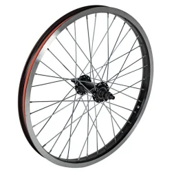 Колесо 20" переднее для BMX двойной алюм. обод 36H, алюм. втулка, ось 3/8" 165 мм черный Колесо 20" переднее для BMX двойной алюм. обод 36H, алюм. втулка, ось 3/8" 165 мм черный