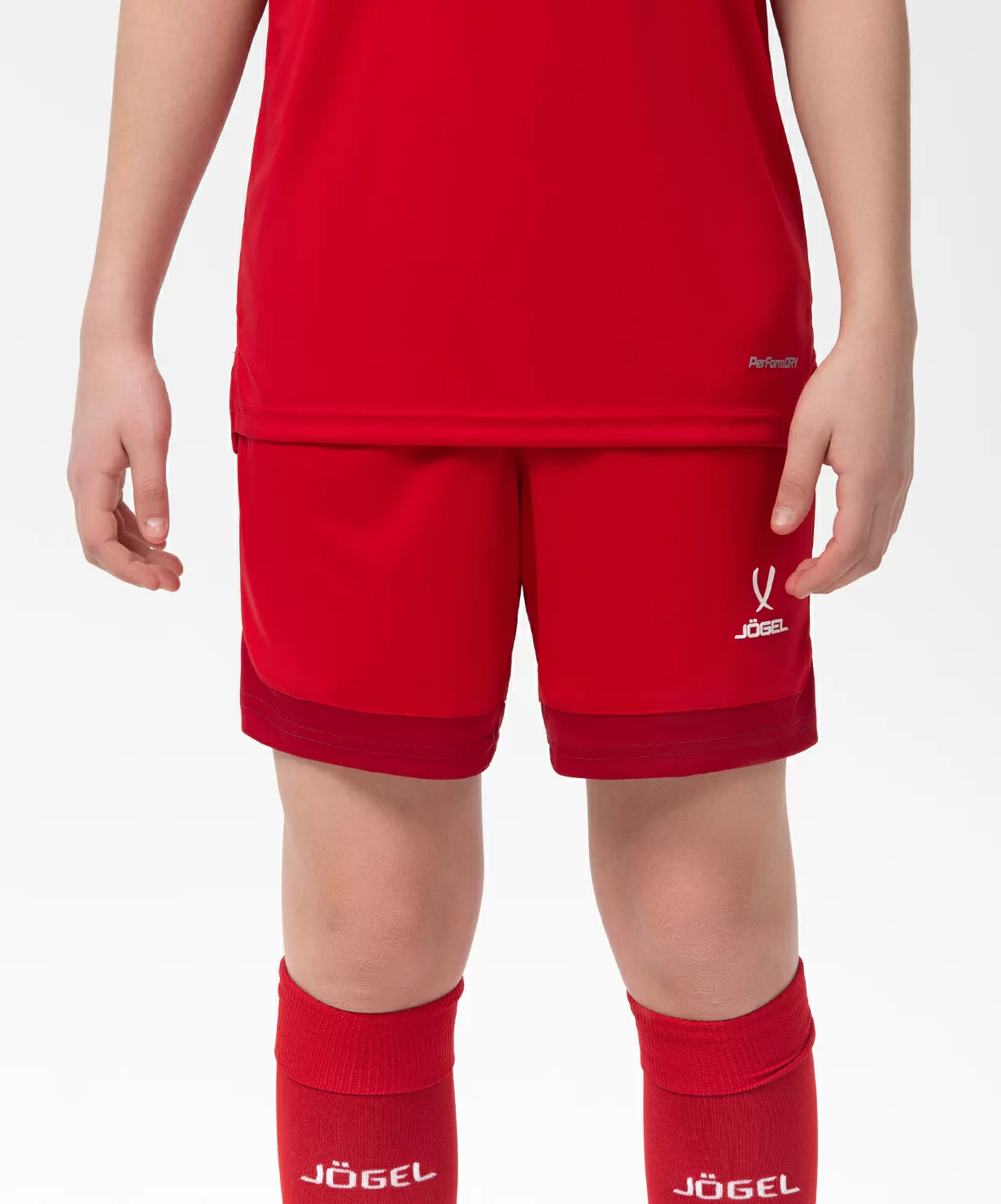 Фото Шорты игровые DIVISION PerFormDRY Union Shorts, красный/ темно-красный/белый, детский со склада магазина СпортСЕ