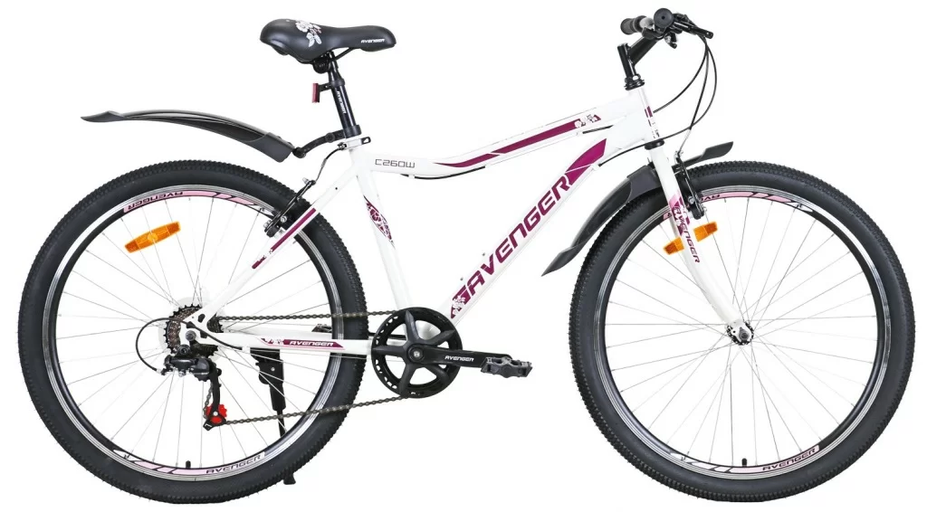 Фото Велосипед 26" AVENGER C260W, белый/фиолетовый, 17,5" со склада магазина СпортСЕ
