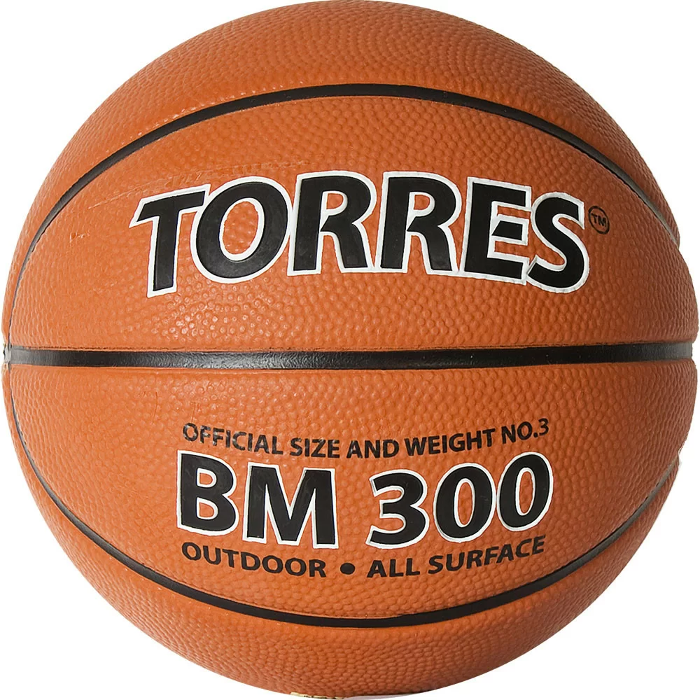 Фото Мяч баскетбольный Torres BM300 №3 резина темно оранж-черный B02013 со склада магазина СпортСЕ