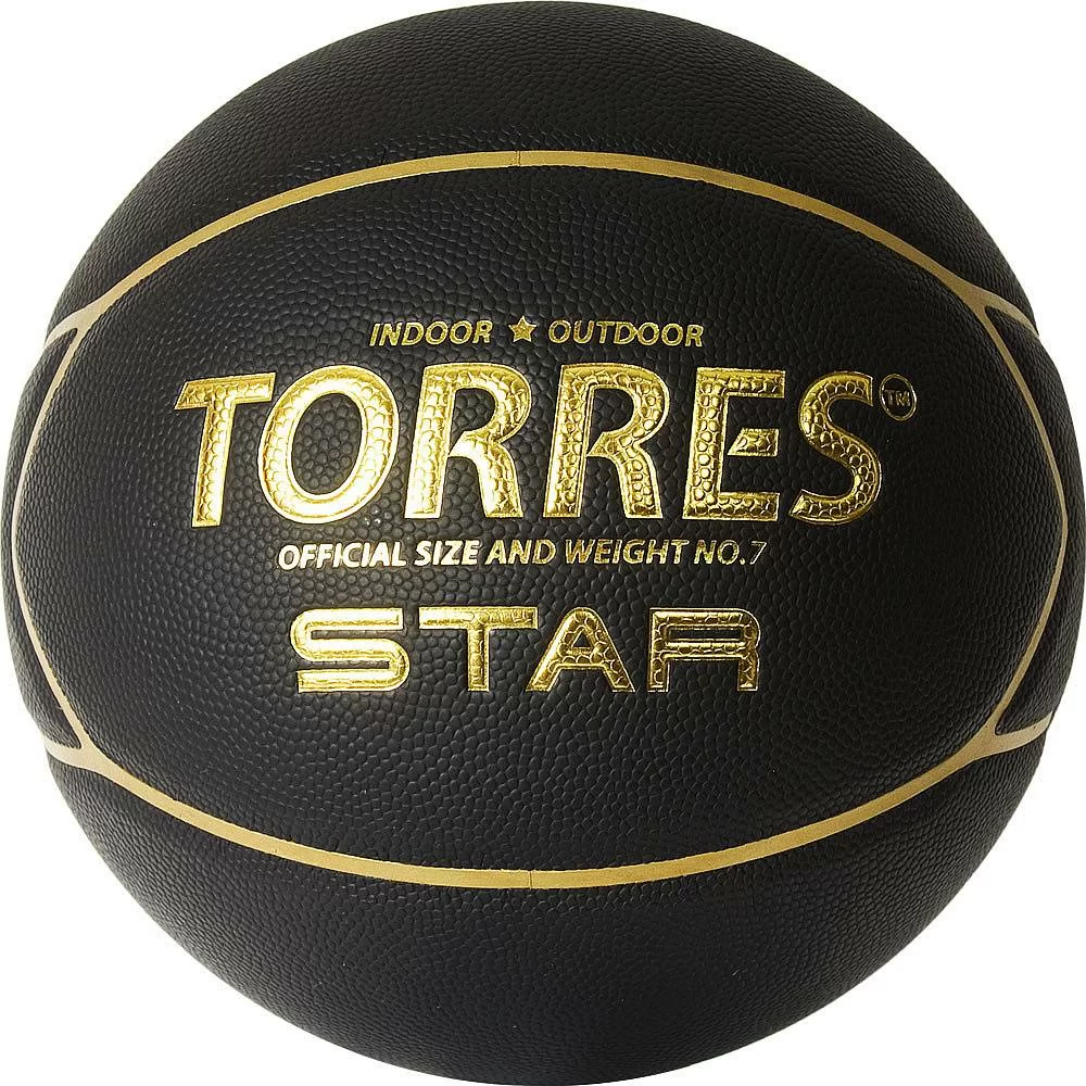Фото Мяч баскетбольный Torres Star №7 ПУ черно-золотой B32317 со склада магазина СпортСЕ