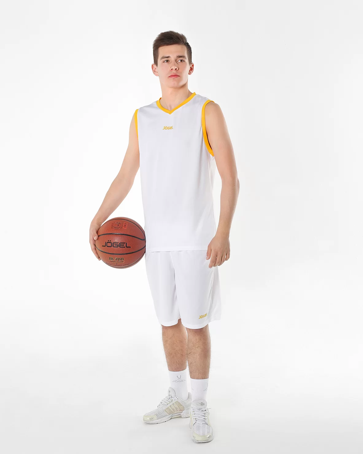Фото Майка баскетбольная JBT-1020-014, белый/желтый со склада магазина СпортСЕ