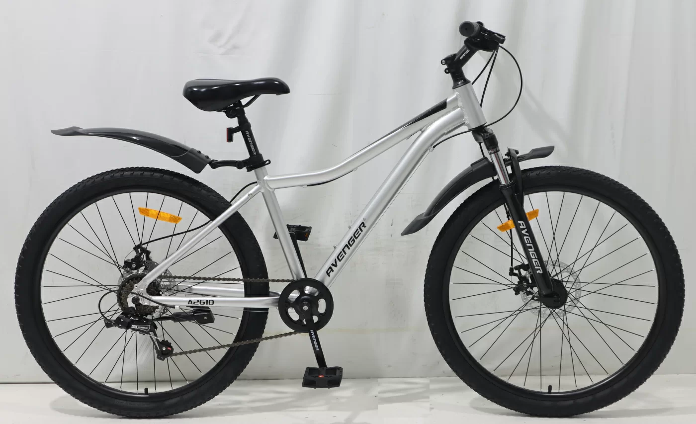 Фото Велосипед 26" AVENGER A261D, серебристый/черный (2024) со склада магазина СпортСЕ
