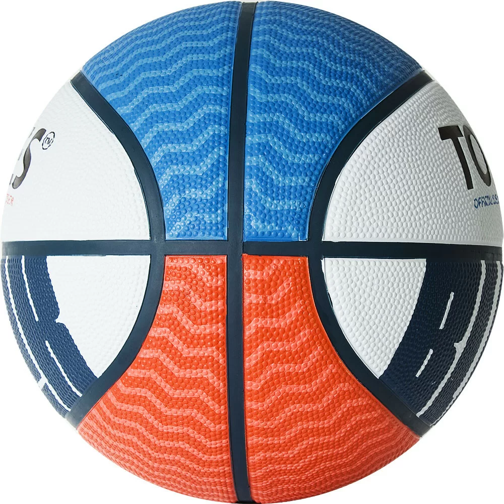 Фото Мяч баскетбольный Torres Block №7 резина бело-сине-красный B02077 со склада магазина СпортСЕ