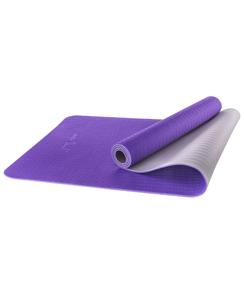 Фото Коврик для йоги StarFit FM-201 TPE 173x61x0,5 см фиолетовый/серый  УТ-00018912 со склада магазина СпортСЕ
