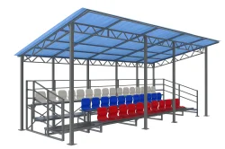 Трибуна сборно-разборная 3-х рядная на 40 мест (с навесом из поликарбоната)