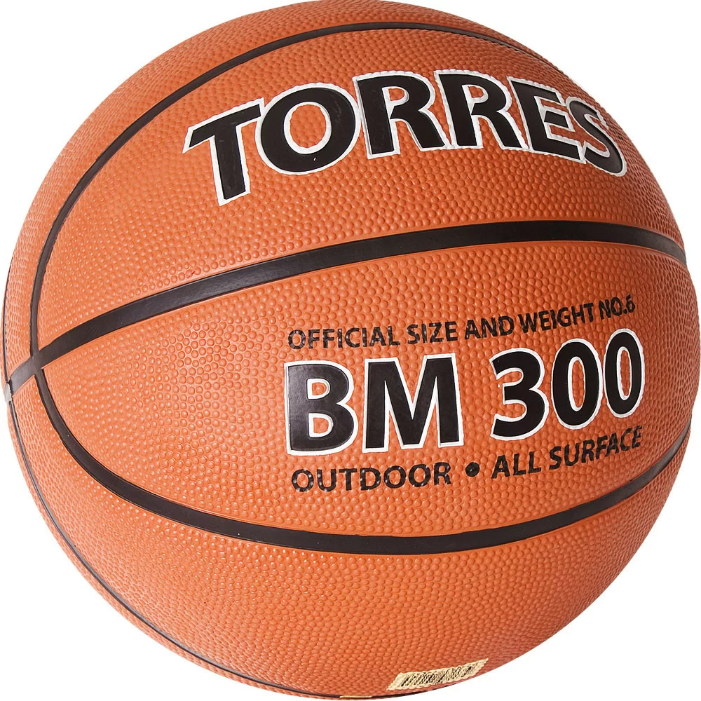 Фото Мяч баскетбольный Torres BM300 №6 резина темно оранж-черный B02016 со склада магазина СпортСЕ