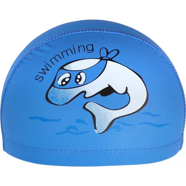 Фото Шапочка для плавания E41281 детская ПУ Дельфин синяя 10021845 со склада магазина СпортСЕ