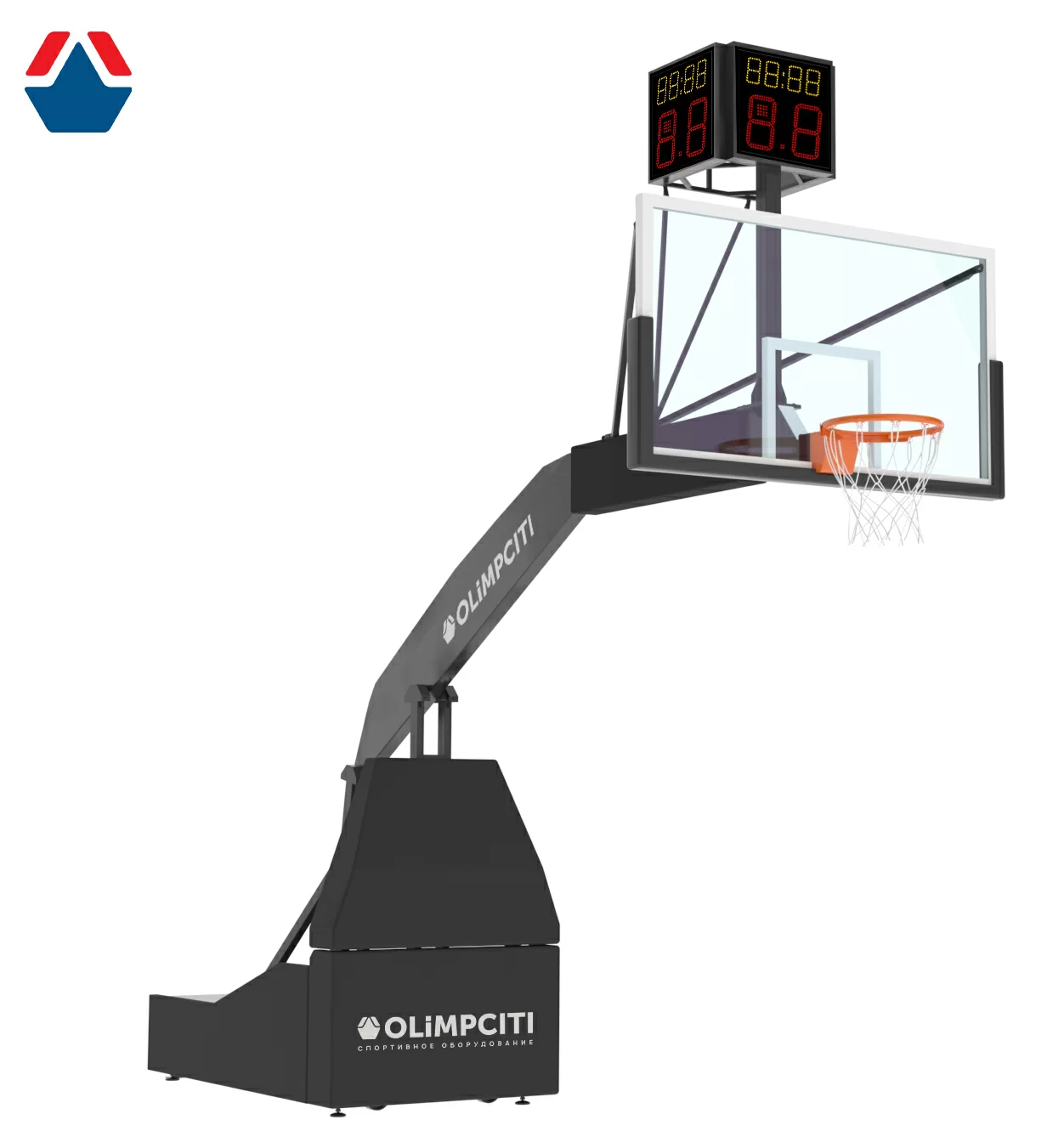 Фото Стойка баскетбольная мобильная складная PRO, вынос 3250 с трехсторонним табло атаки со склада магазина СпортСЕ