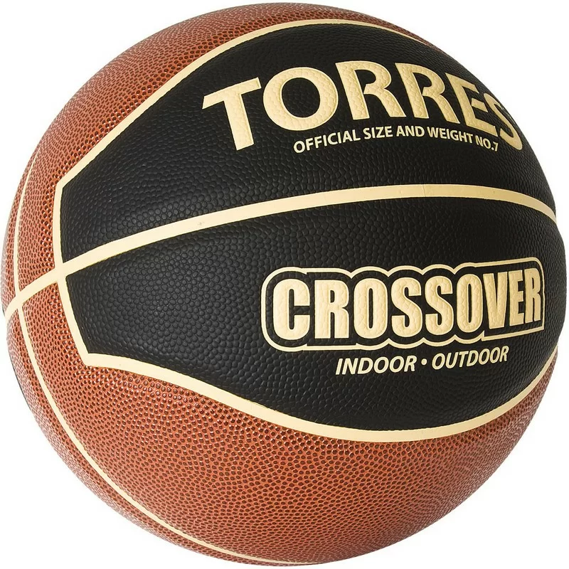 Фото Мяч баскетбольный Torres Crossover №7 ПУ тем. черно-оранж-бежевый B32097 со склада магазина СпортСЕ