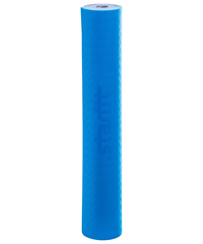 Фото Коврик для йоги StarFit FM-201 TPE 173x61x0,4 см синий/серый  УТ-00008846 со склада магазина СпортСЕ
