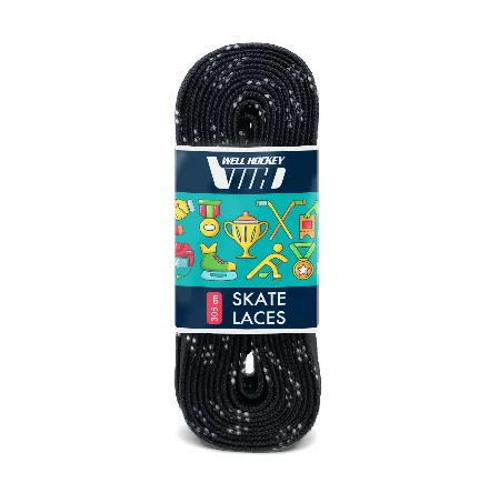 Фото Шнурки хоккейные 213см без пропитки Well Hockey Hockey Skate Laces black 2325 со склада магазина СпортСЕ