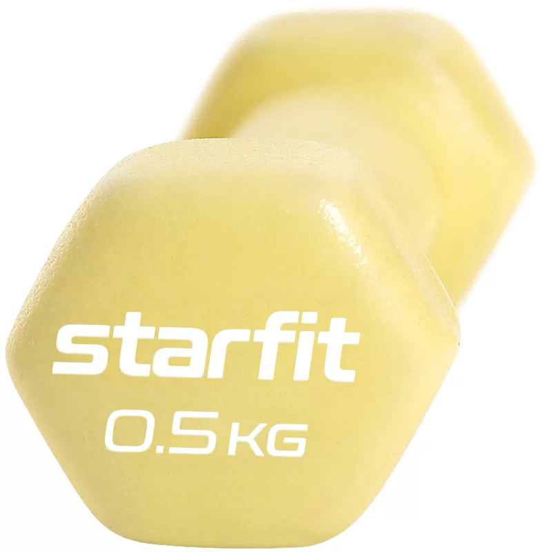 Фото Гантель неопреновая 0.5 кг StarFit DB-201 желтый пастель 1шт УТ-00018828 со склада магазина СпортСЕ