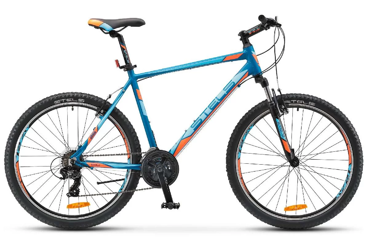Фото Велосипед Stels Navigator-610 V 27.5" черный/голубой/оранжевый со склада магазина СпортСЕ