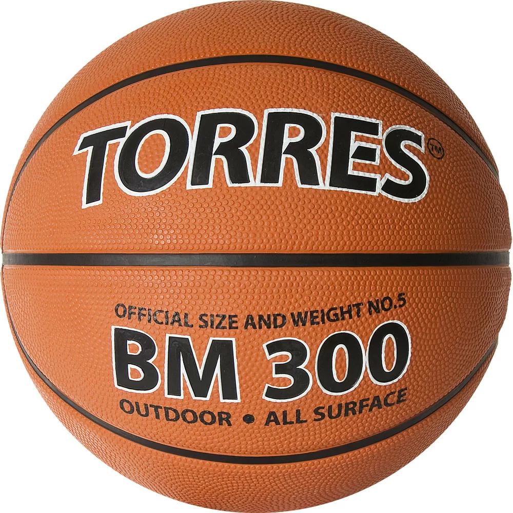 Фото Мяч баскетбольный Torres BM300 №5 резина темно оранж-черный B02015 со склада магазина СпортСЕ