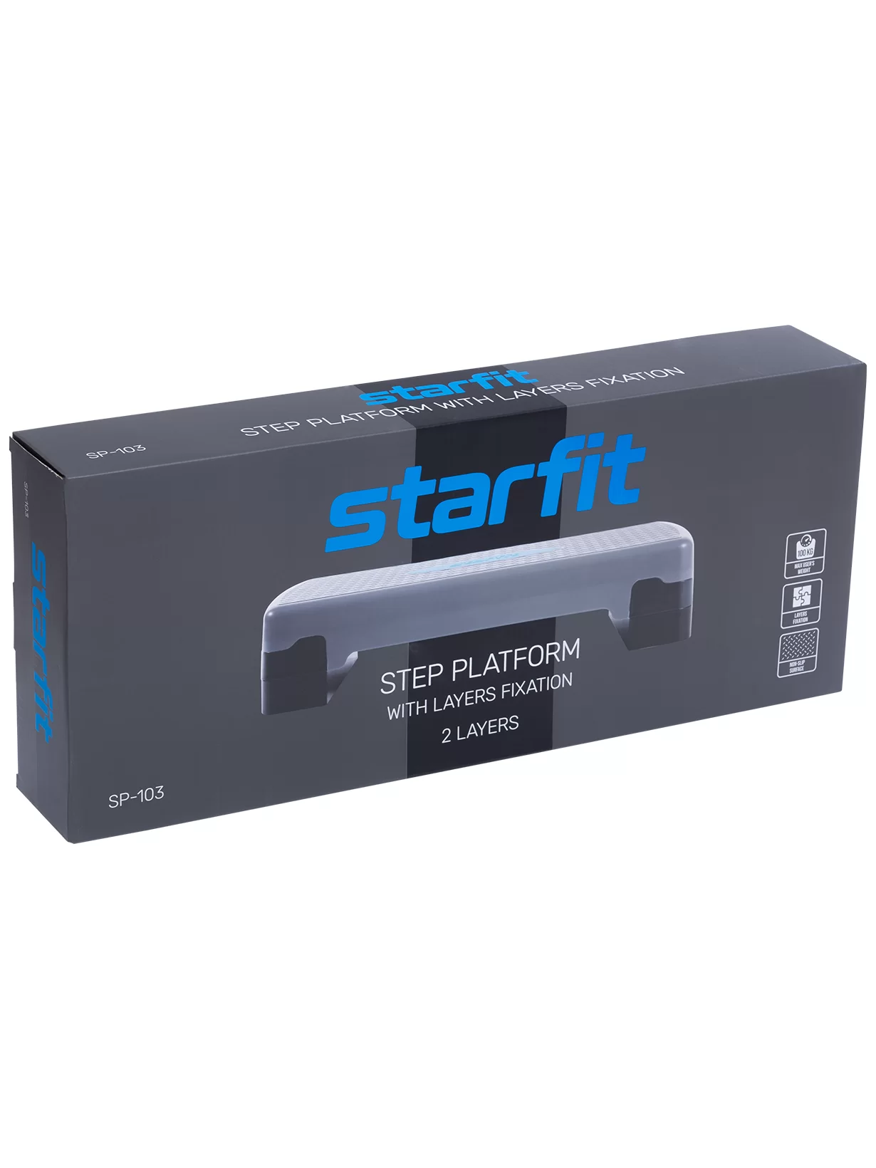 Фото Степ платформа Starfit SP-103 67,5 х 28,5 х 15 см фиксирующаяся 2-х уровневая УТ-00019258 со склада магазина СпортСЕ