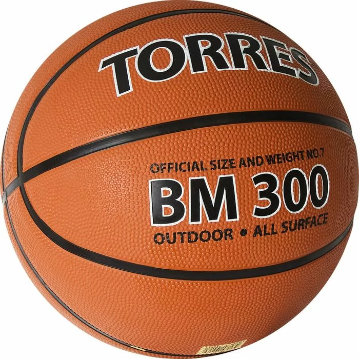Фото Мяч баскетбольный Torres BM300 №7 резина темно оранж-черный B02017 со склада магазина СпортСЕ