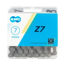 Цепь KMC Z-7 (аналог Z50) 1/2х3/32" 7,3мм 6/7 скоростей 116зв. с замком в упаковке серая-коричневая
