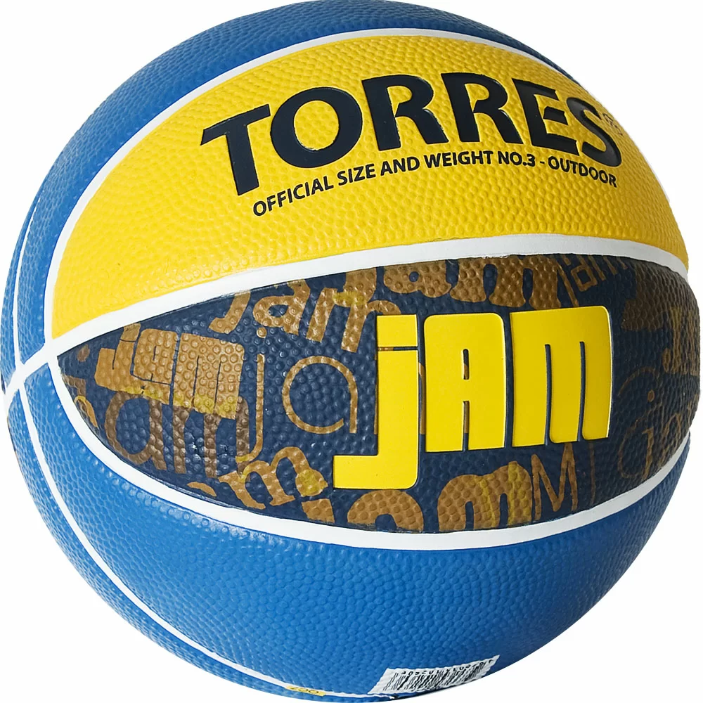 Фото Мяч баскетбольный Torres Jam №3 син-желт-голубой B02043 со склада магазина СпортСЕ