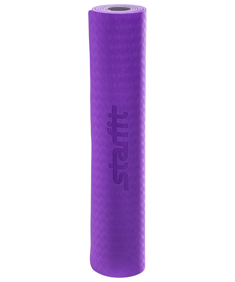 Фото Коврик для йоги StarFit FM-201 TPE 173x61x0,5 см фиолетовый/серый  УТ-00018912 со склада магазина СпортСЕ