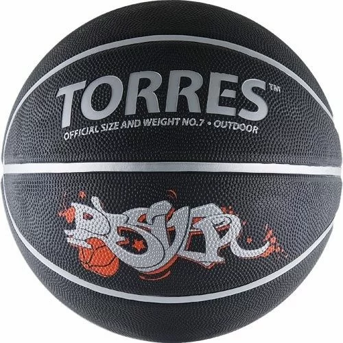 Фото Мяч баскетбольный Torres Prayer №7 резина черно-серебр-крас B02057 со склада магазина СпортСЕ