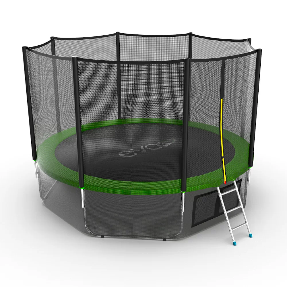 Фото EVO JUMP External 12ft (Green) + Lower net. Батут с внешней сеткой и лестницей, диаметр 12ft (зеленый) + нижняя сеть со склада магазина СпортСЕ