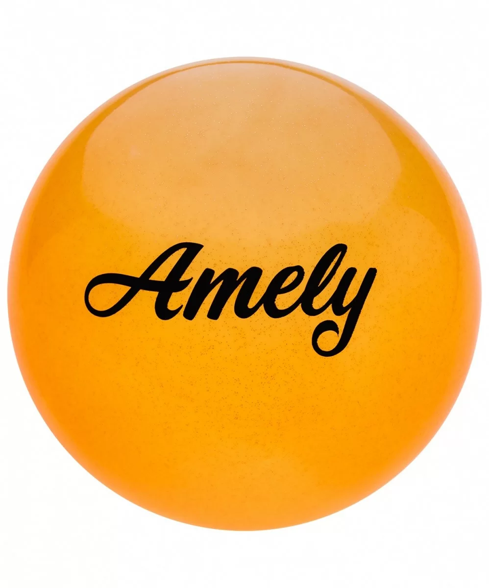 Фото Мяч для художественной гимнастики 15 см Amely AGB-102 с блестками оранжевый 12863 со склада магазина СпортСЕ
