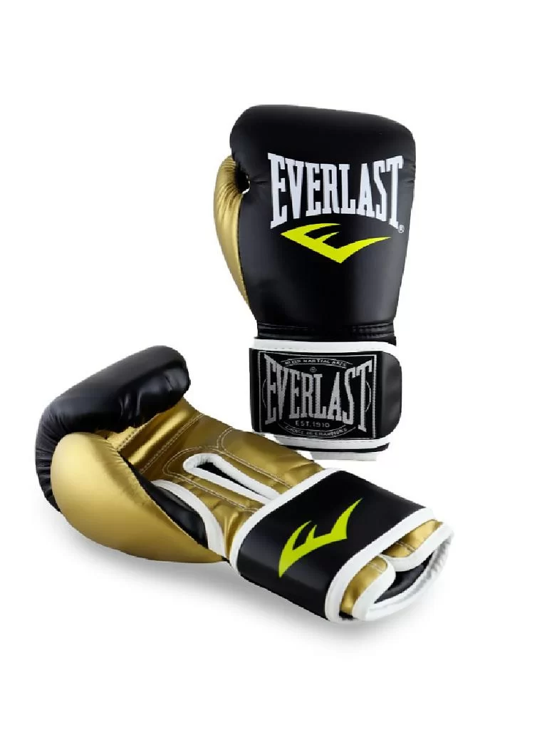 Фото Перчатки боксерские Everlast кож/зам черно-золотой со склада магазина СпортСЕ