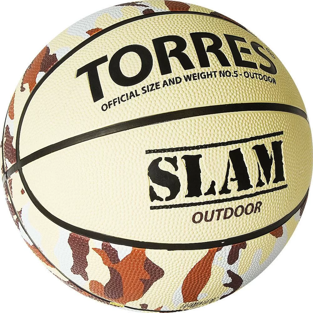 Фото Мяч баскетбольный Torres Slam №7 резина бежево-хаки B02067 со склада магазина СпортСЕ