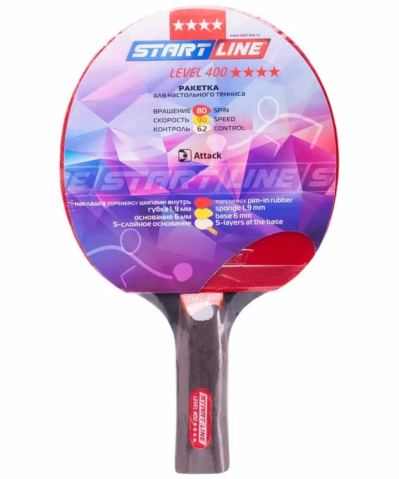 Фото Ракетка для настольного тенниса Start line Level 400 New (анатомическая) 12501 со склада магазина СпортСЕ