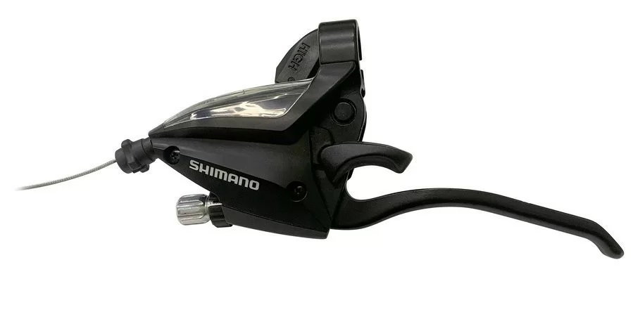 Фото Переключатель передний Shimano ASTEF5004LSBLC шифтер+торм. ручка, 3ск. левый, трос черный 2-8014 со склада магазина СпортСЕ