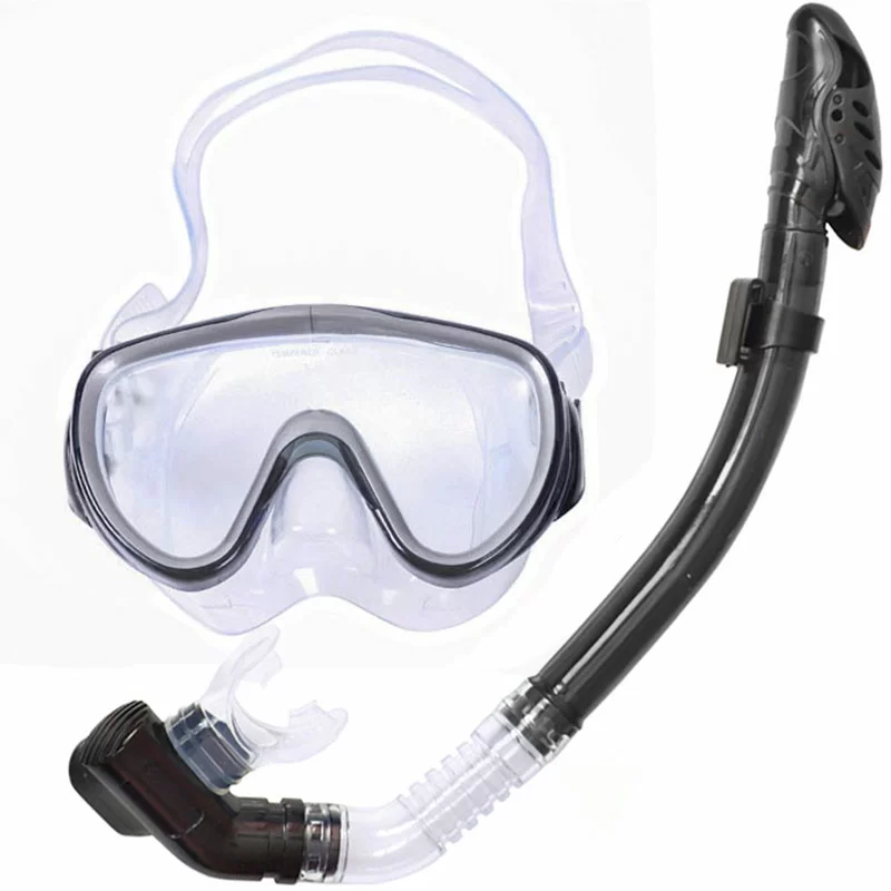 Фото Набор для плавания E33176-8 взрослый маска+трубка (силикон) черный 10021294 со склада магазина СпортСЕ