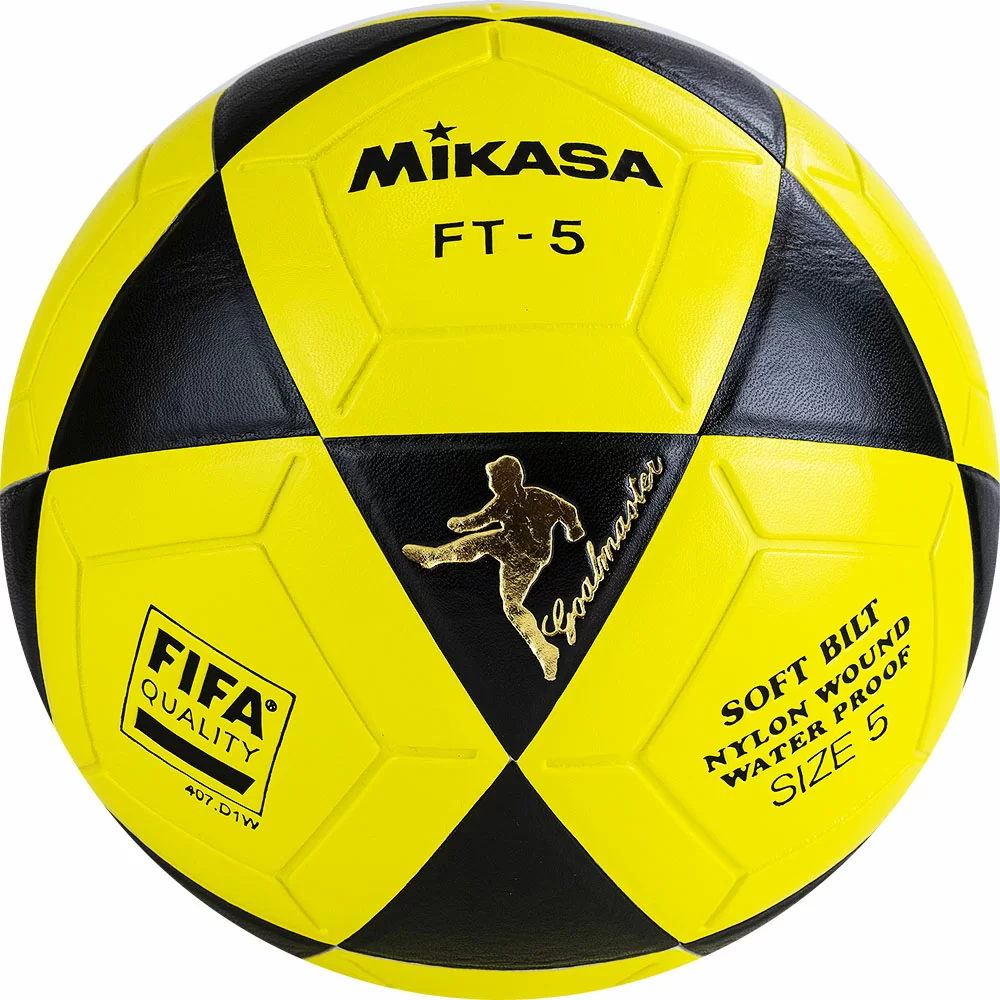 Фото Мяч футбольный Mikasa FT5 FQ-BKY №5 FIFA Quality ПУ 32 пан. термосш. желто-черный со склада магазина СпортСЕ