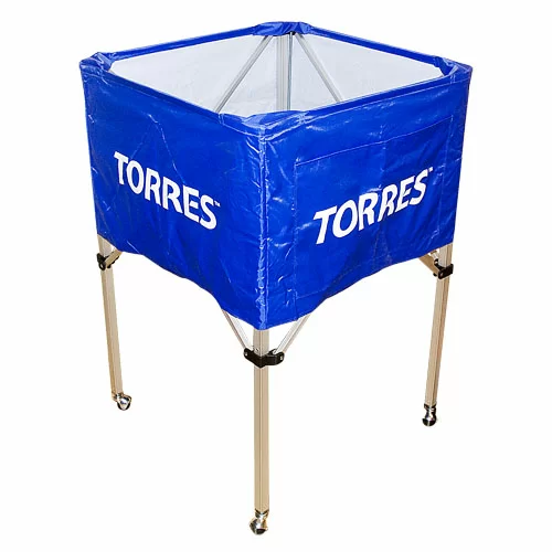 Фото Тележка для мячей TORRES SS11022, на 25-30 шт., дл. 67см, глуб.45 см, выс.103 см, сине-белая со склада магазина СпортСЕ
