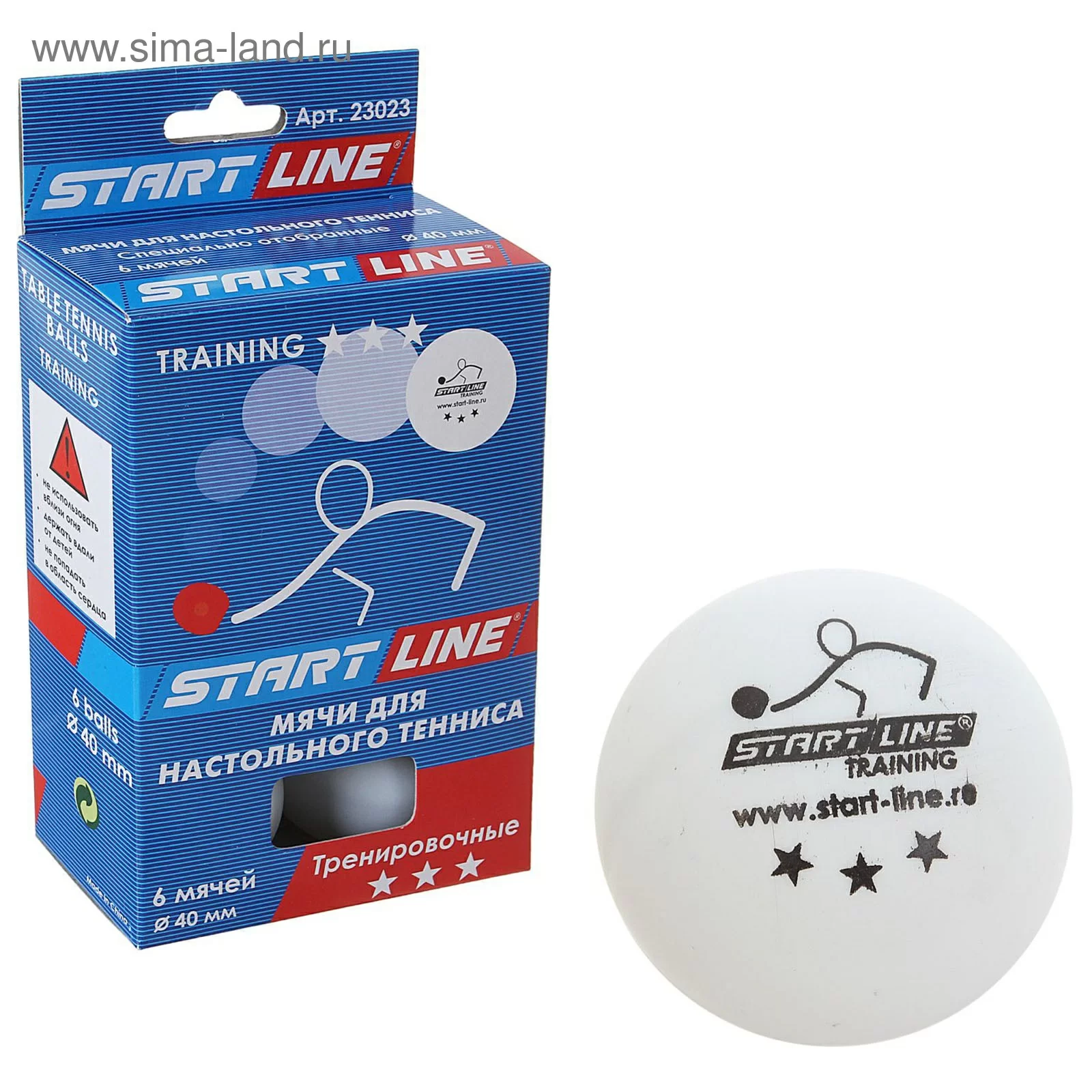 Фото Мяч для настольного тенниса Start Line Training 3* New бел. 6шт. 8333 со склада магазина СпортСЕ