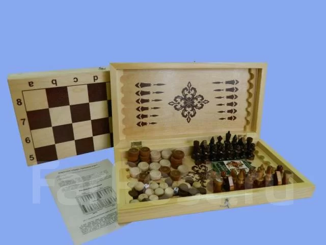 Фото Набор игр (4 в 1) нарды, шашки, шахматы, карты (400*200*55) НШ-3 со склада магазина СпортСЕ