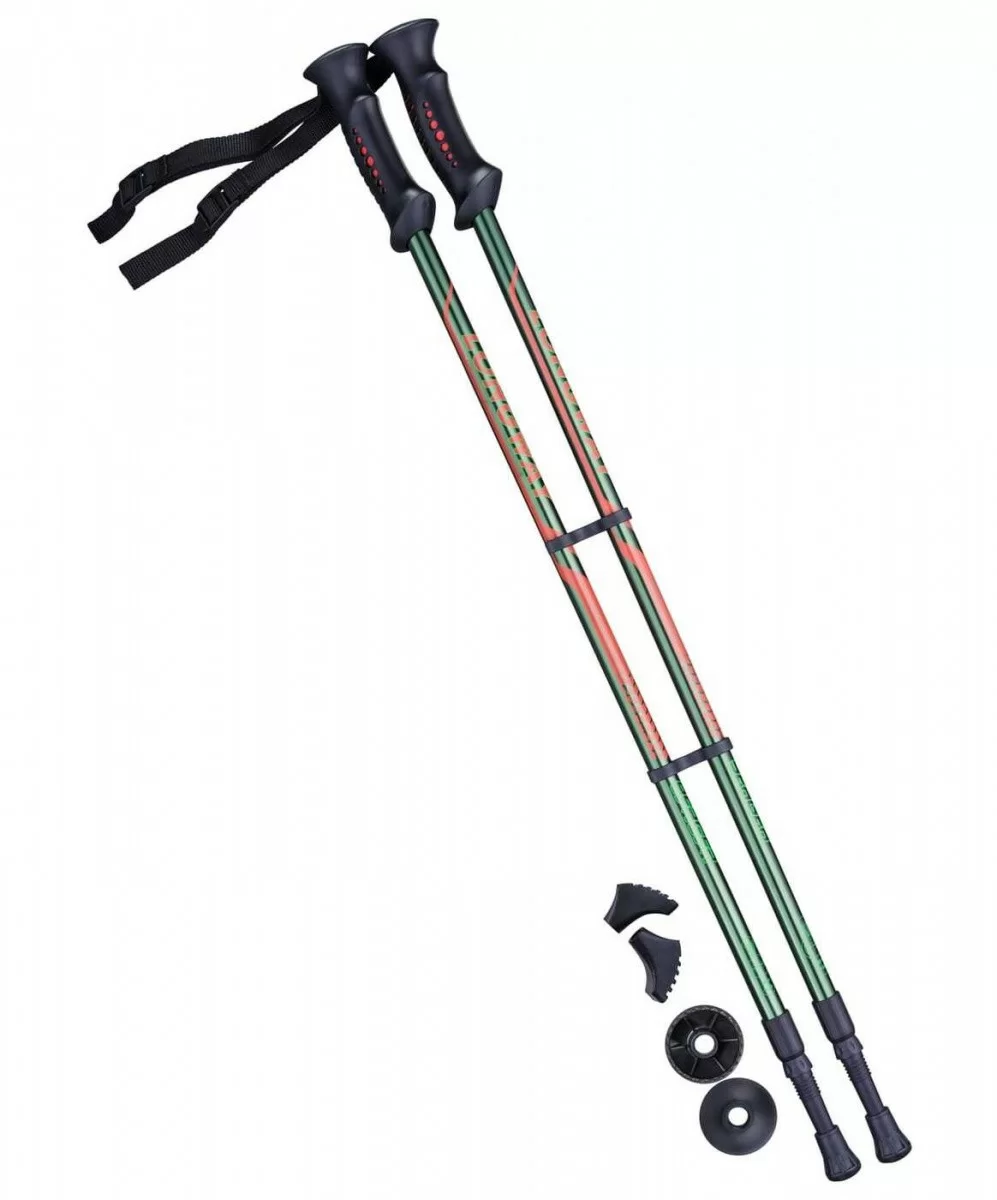 Фото Палки для скандинавской ходьбы Berger Longway, 77-135 см, 2-секционные, тёмно-зеленый/оранжевый УТ-00010962 со склада магазина СпортСЕ