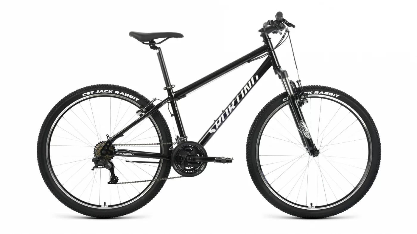 Фото Велосипед Forward Sporting 27,5 1.2 (2022) черный/серебристый со склада магазина СпортСЕ