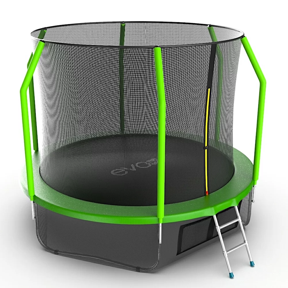 Фото EVO JUMP Cosmo 10ft (Green) + Lower net. Батут с внутренней сеткой и лестницей, диаметр 10ft (зеленый) + нижняя сеть со склада магазина СпортСЕ