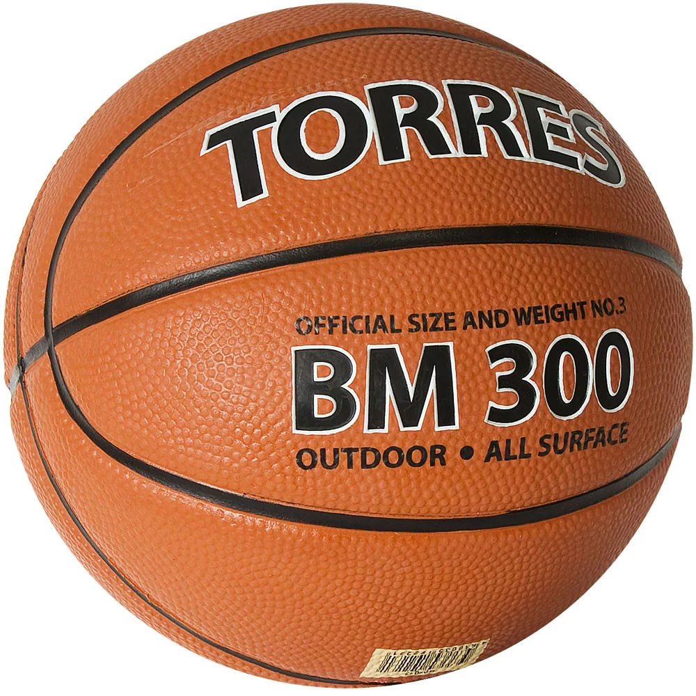 Фото Мяч баскетбольный Torres BM300 №3 резина темно оранж-черный B02013 со склада магазина СпортСЕ