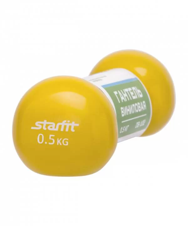 Фото Гантель виниловая 0.5 кг StarFit DB-102 желтый 9061 со склада магазина СпортСЕ